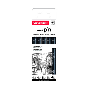 Set of fineliner pens Pin 200 - Uni - 0,2-1 mm, 5 pcs.