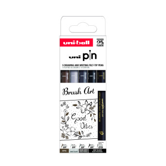 Set of brush felt-tip pens Pin 200 - Uni - 0,2-1 mm, 5 pcs.