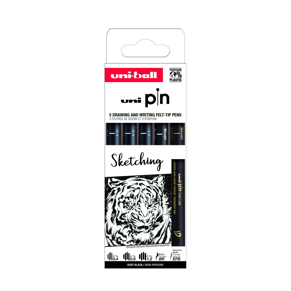 Set of fineliner pens Pin 200 Sketching - Uni - 5 pcs.