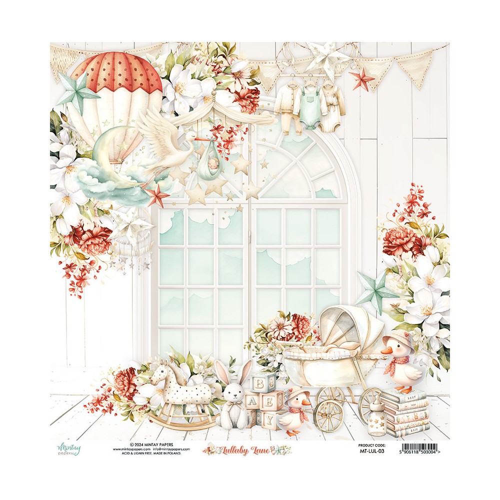 Scrapbooking paper 30,5 x 30,5 cm - Mintay - Lullaby Lane 03