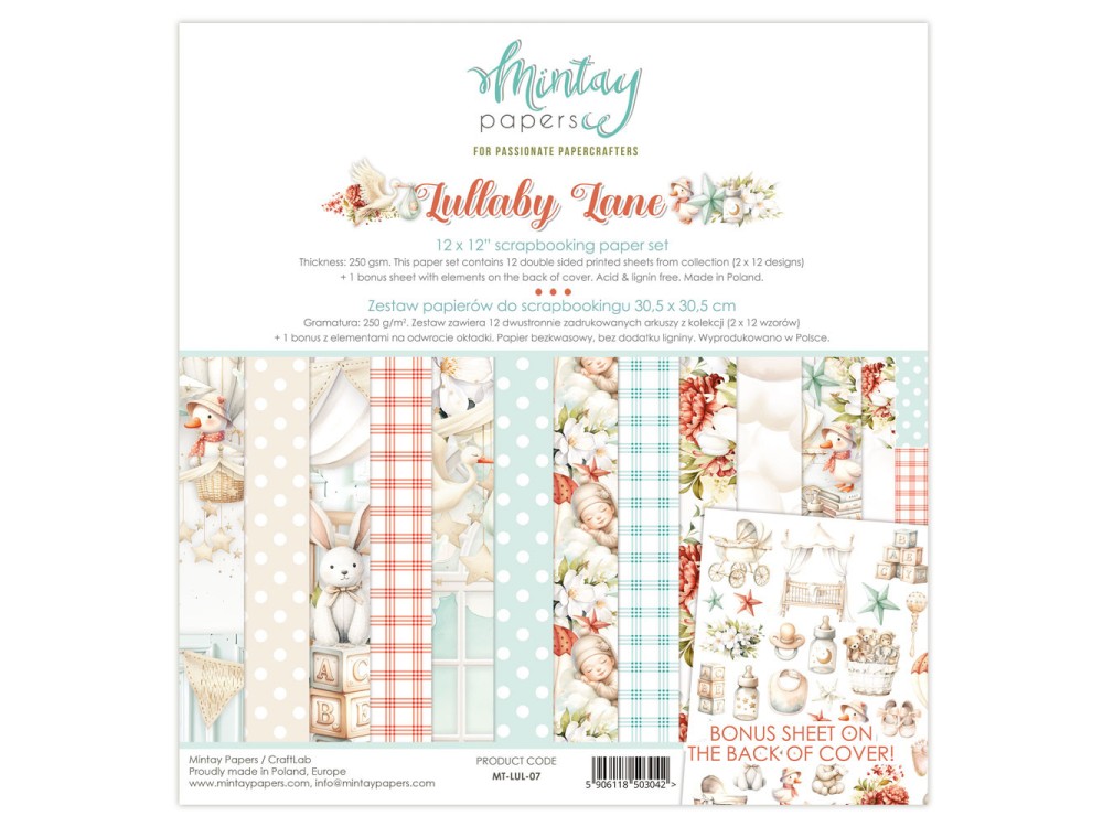 Set of scrapbooking papers 30,5 x 30,5 cm - Mintay - Lullaby Lane