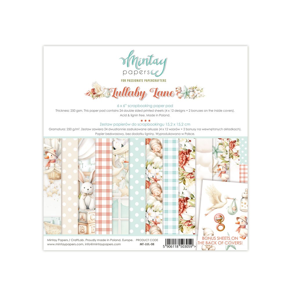 Set of scrapbooking papers 15,2 x 15,2 cm - Mintay - Lullaby Lane