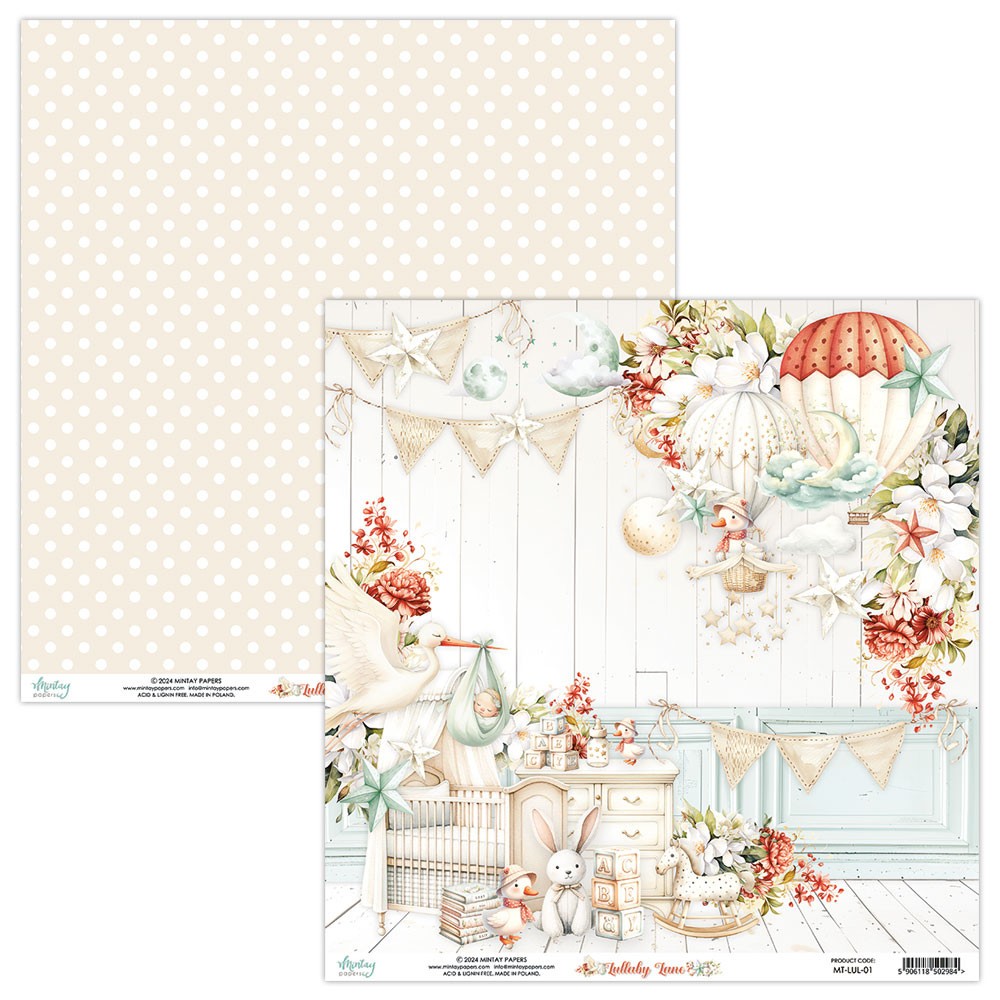 Set of scrapbooking papers 15,2 x 15,2 cm - Mintay - Lullaby Lane