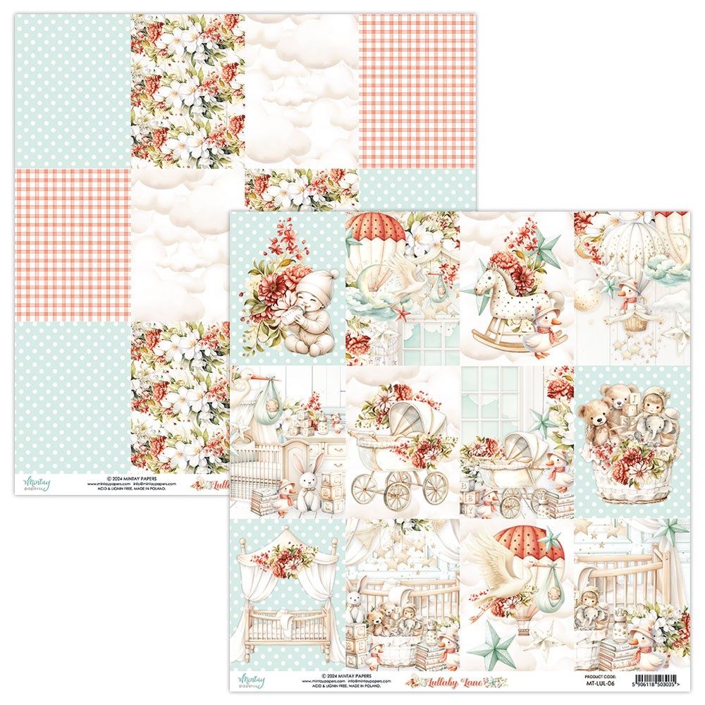 Set of scrapbooking papers 15,2 x 15,2 cm - Mintay - Lullaby Lane