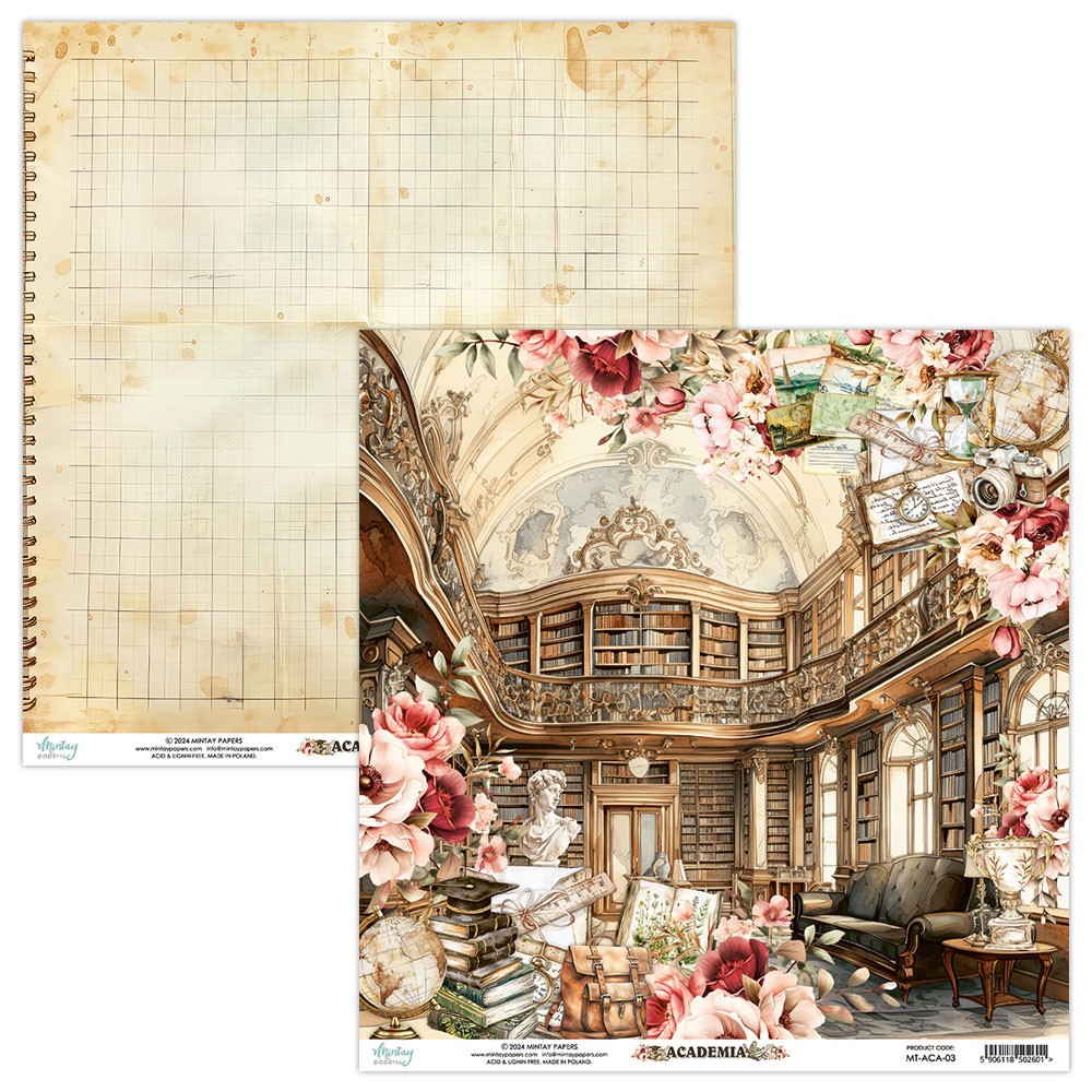 Set of scrapbooking papers 15,2 x 15,2 cm - Mintay - Academia
