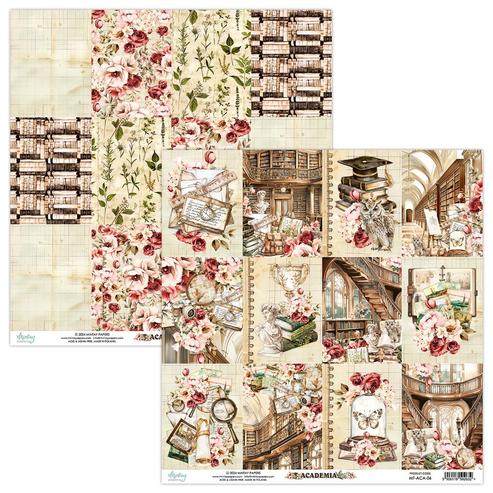 Set of scrapbooking papers 15,2 x 15,2 cm - Mintay - Academia