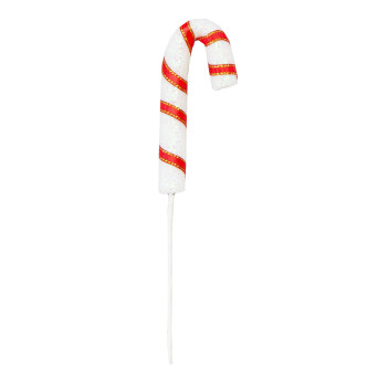 Candy cane on a stick - red & white, 21 cm, 4 pcs.
