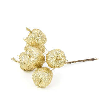 A bunch of apples with glitter - gold, 2 cm, 6 pcs.