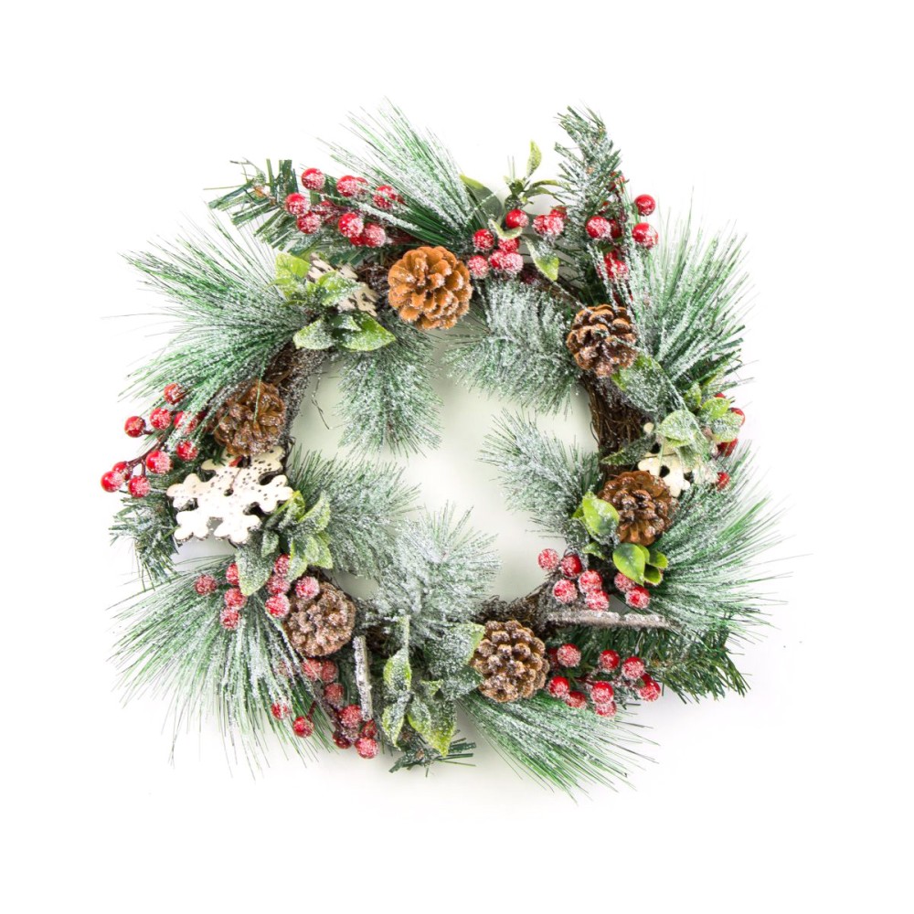 Christmas frosted wreath - 38 cm