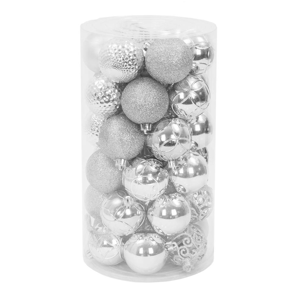 Shatterproof baubles - silver, 6 cm, 36 pcs.