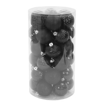 Shatterproof baubles - black, 6 cm, 36 pcs.