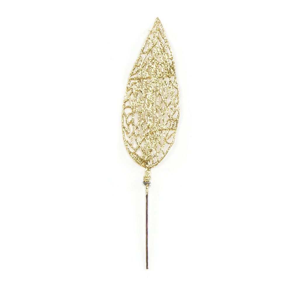 Glitter leaf - gold, 22 cm