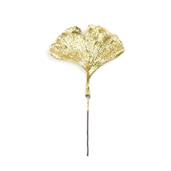 Glitter Ginkgo branch - gold, 14 cm