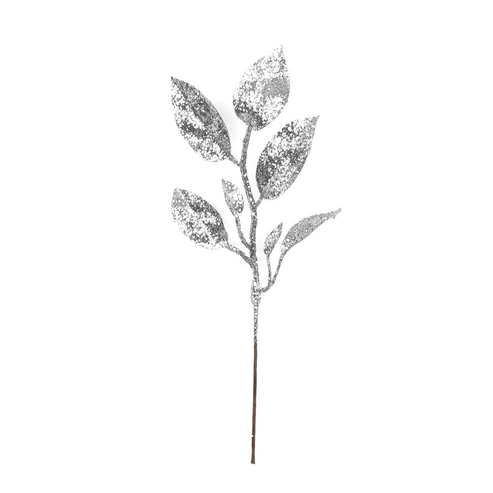 Gałązka brokatowa Eukaliptus - srebrna, 20 cm