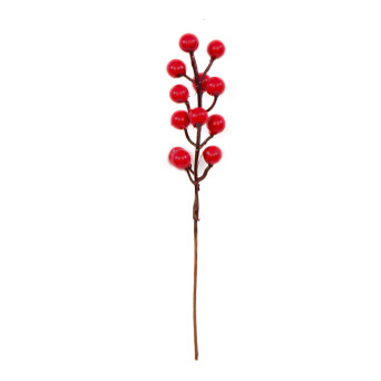 Gałązka świąteczna z jarzębiną - czerwona, 23 cm
