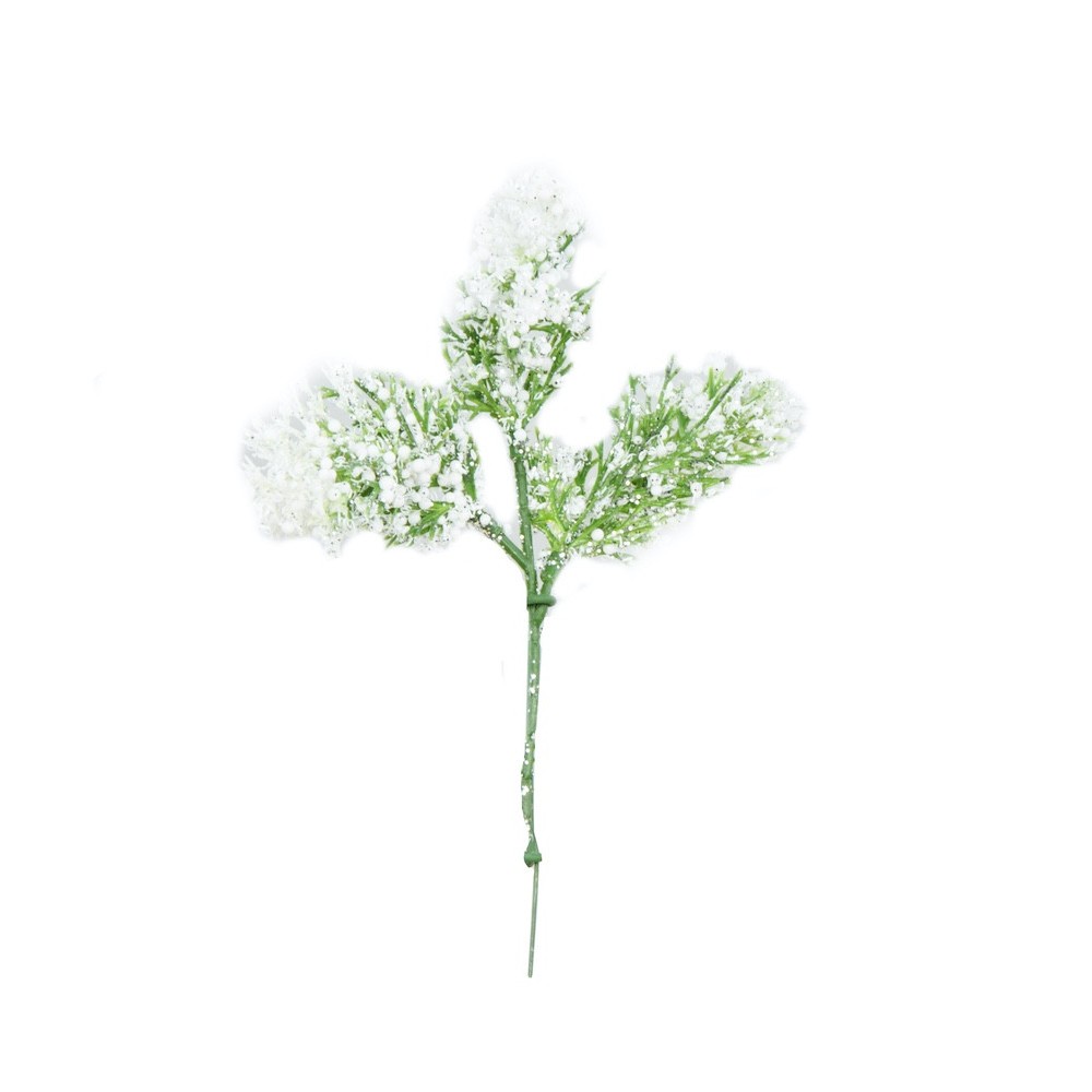Snow-covered Christmas tree branch - green, 21 cm