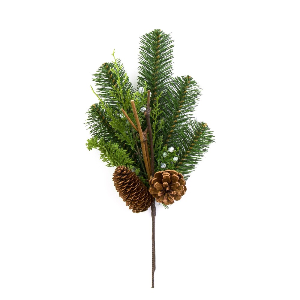 Christmas tree branch with pinecones - green, 39 cm