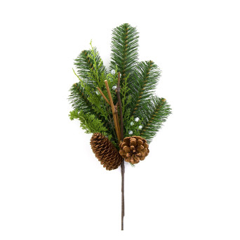 Christmas tree branch with pinecones - green, 39 cm