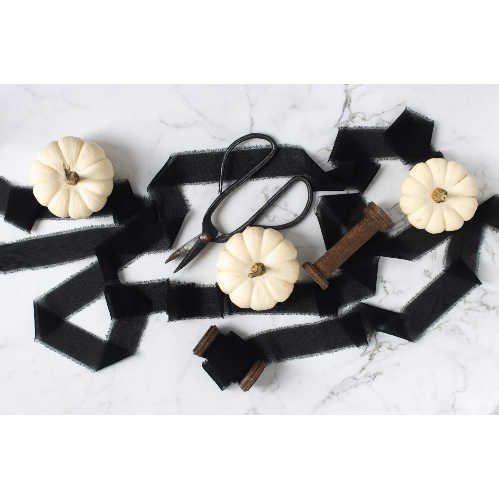 Chiffon ribbon - black, 4 cm x 10 m
