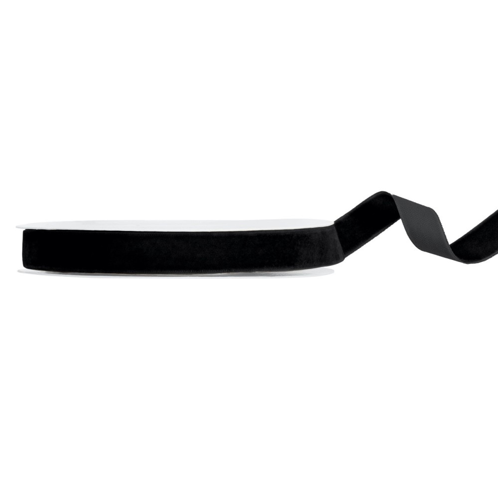 Velvet ribbon - black, 1,5 cm x 10 m