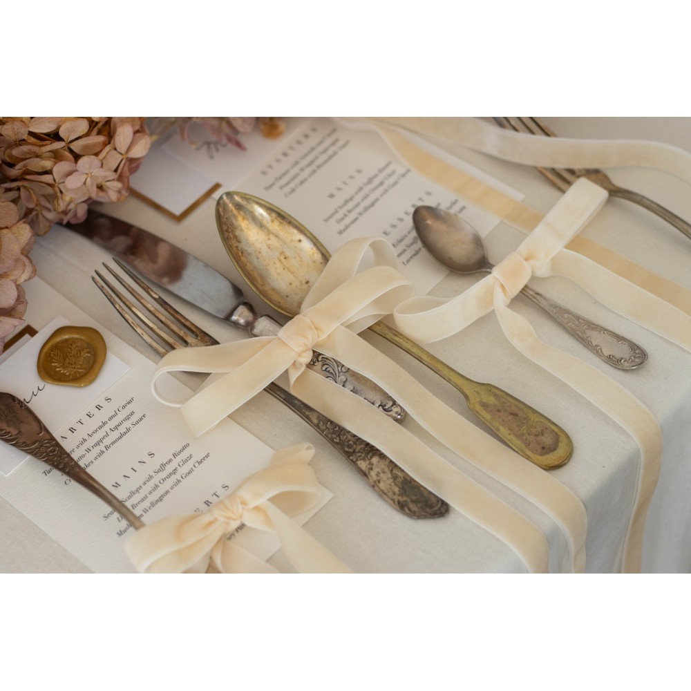 Velvet ribbon - beige, 1,5 cm x 10 m