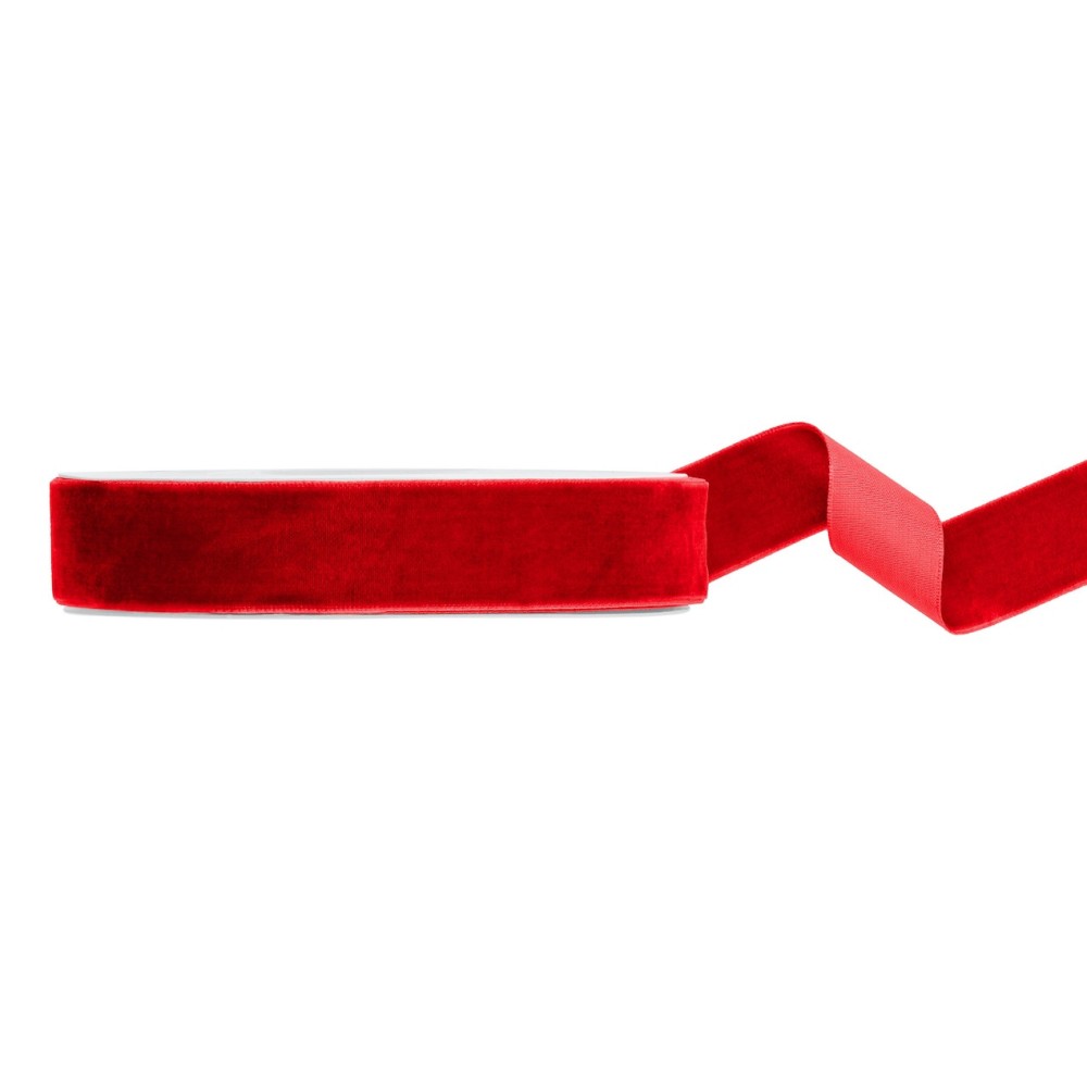 Wstążka welurowa - czerwona, 2,5 cm x 10 m