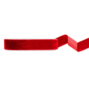 Wstążka welurowa - czerwona, 2,5 cm x 10 m