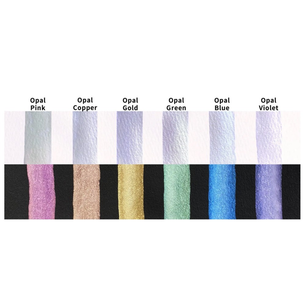 Zestaw farb akwarelowych Gansai Tambi Opal Colors - Kuretake - 6 kolorów