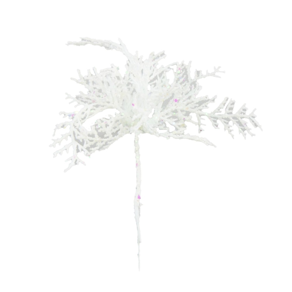 Gałązka świąteczna ośnieżona Cedr - biała, 22 cm