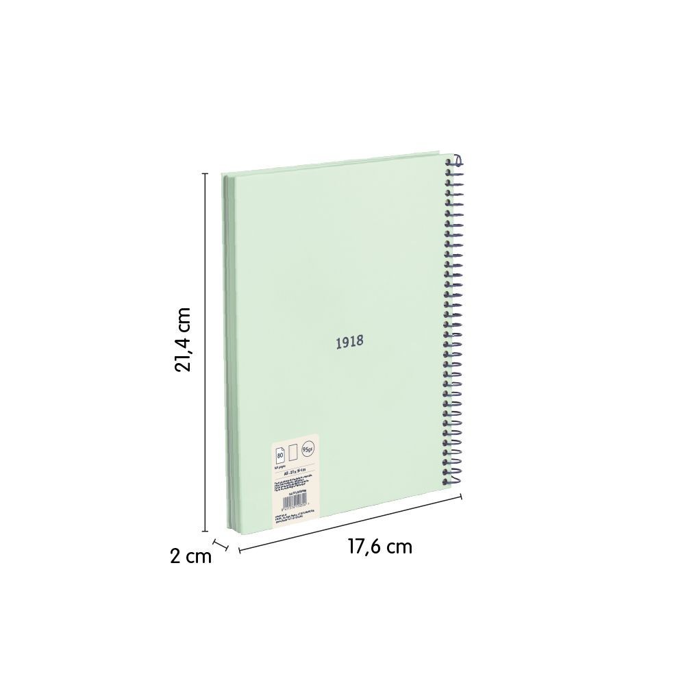Spiral notebook A5 - Milan - green, smooth, 95 g/m2