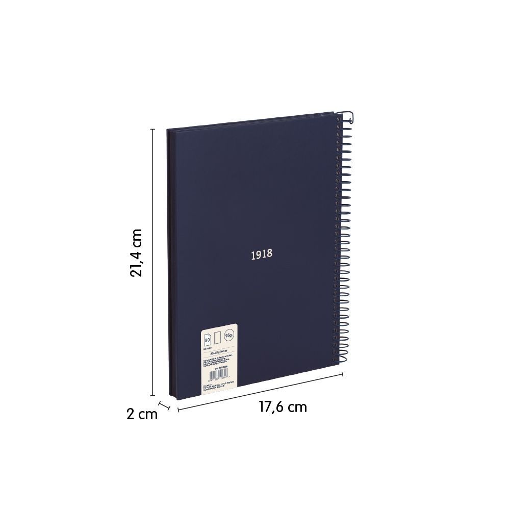 Spiral notebook A5 - Milan - blue, smooth, 95 g/m2