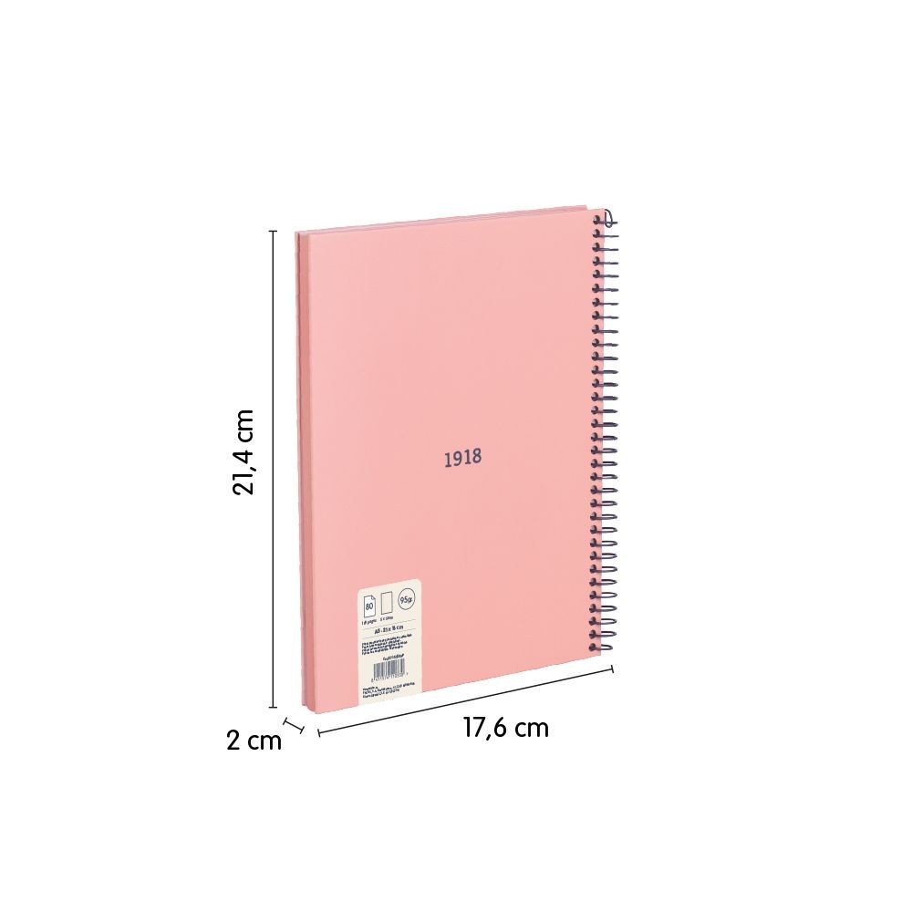 Spiral notebook A5 - Milan - pink, smooth, 95 g/m2