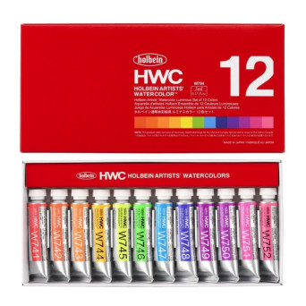 Artists' Watercolor paints set - Holbein - Luminous, 12 colors x 5 ml