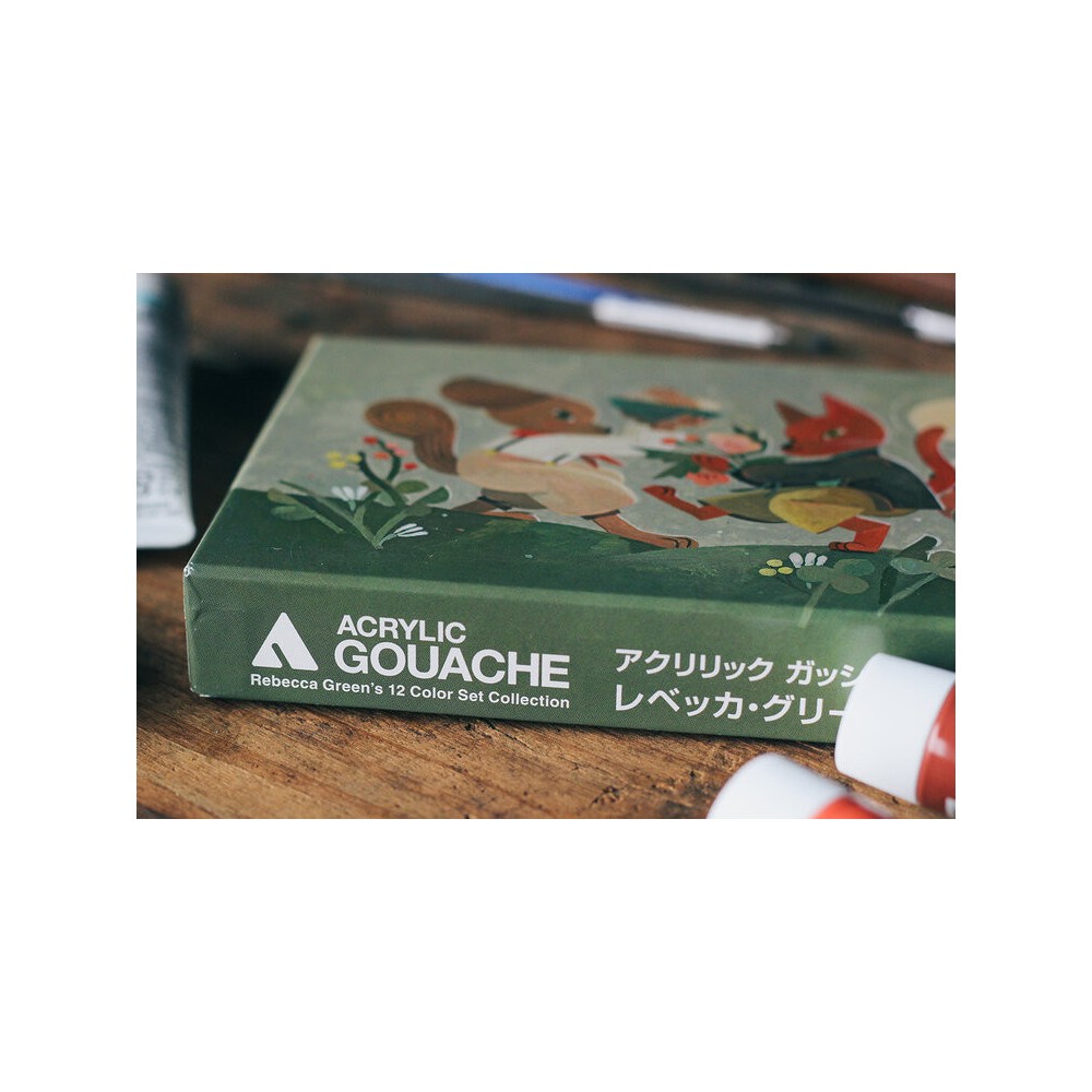 Zestaw farb gwaszy Acryla Gouache - Holbein - Rebecca Green 12 kolorów x 20 ml