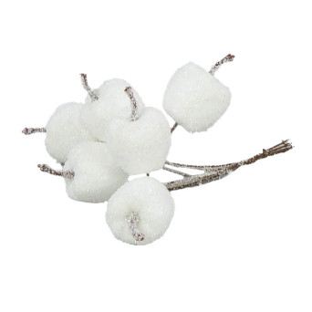 Jabłuszka na druciku wiązka - białe, 4 cm, 6 szt.