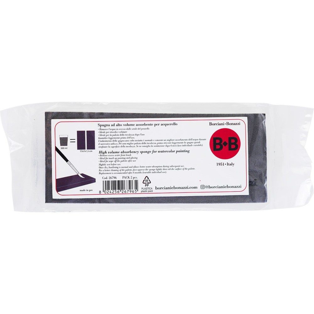 High absorbency sponge for watercolor painting - Borciani e Bonazzi - 2 pcs.