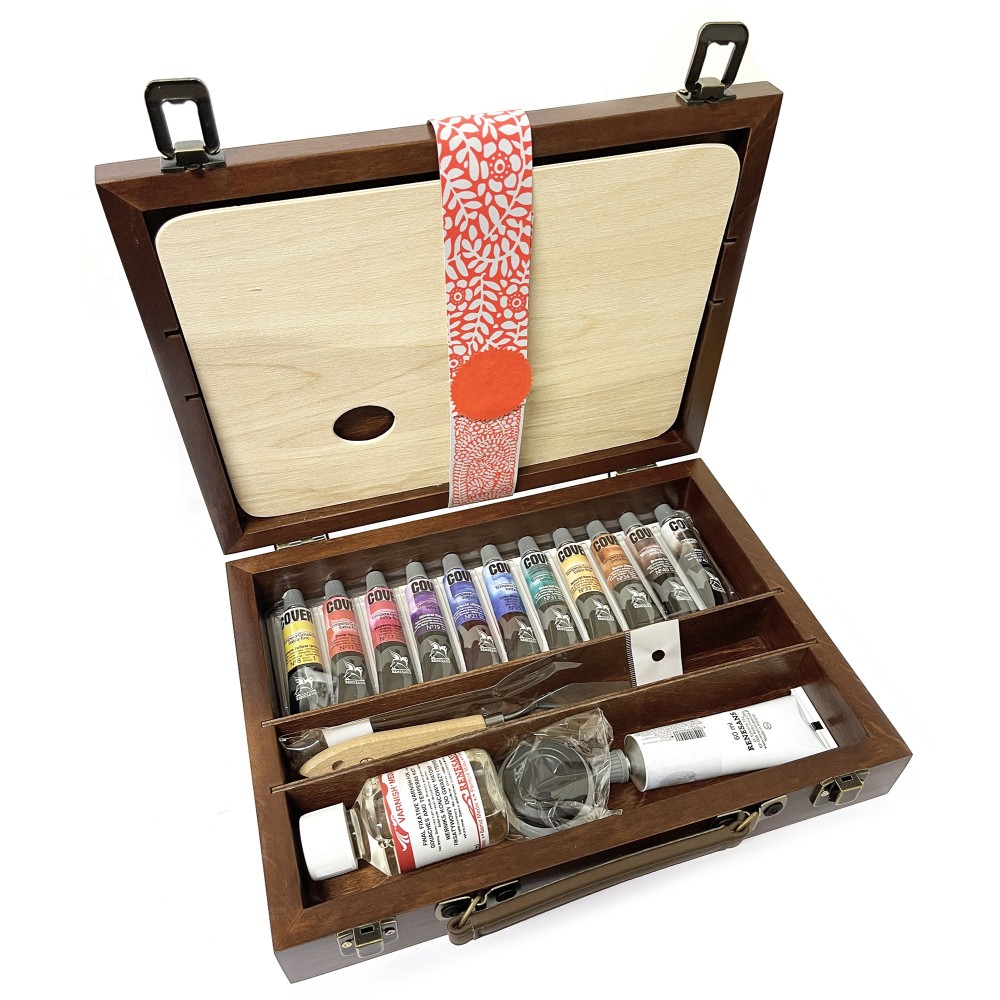 Set of Tempera Gouache Cover paints in wooden case - Renesans - 17 pcs.