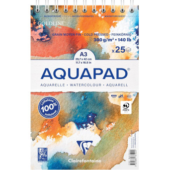 Spiral Watercolour Aquapad - Clairefontaine - cold pressed, A3, 300 g, 25 sheets