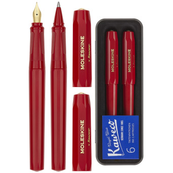 Zestaw prezentowy pióro wieczne i długopis - Kaweco x Moleskine - czerwony