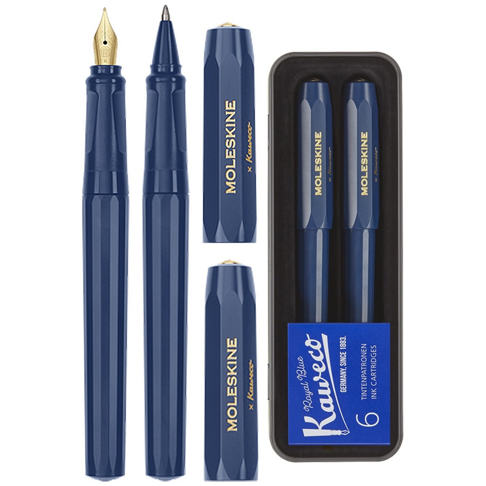 Set of fountain pen and rollerball pen - Kaweco x Moleskine - Blue