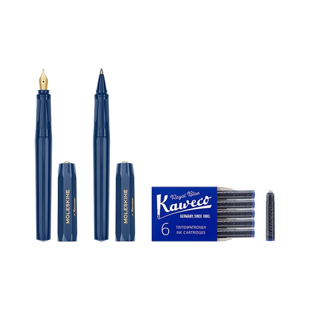 Set of fountain pen and rollerball pen - Kaweco x Moleskine - Blue