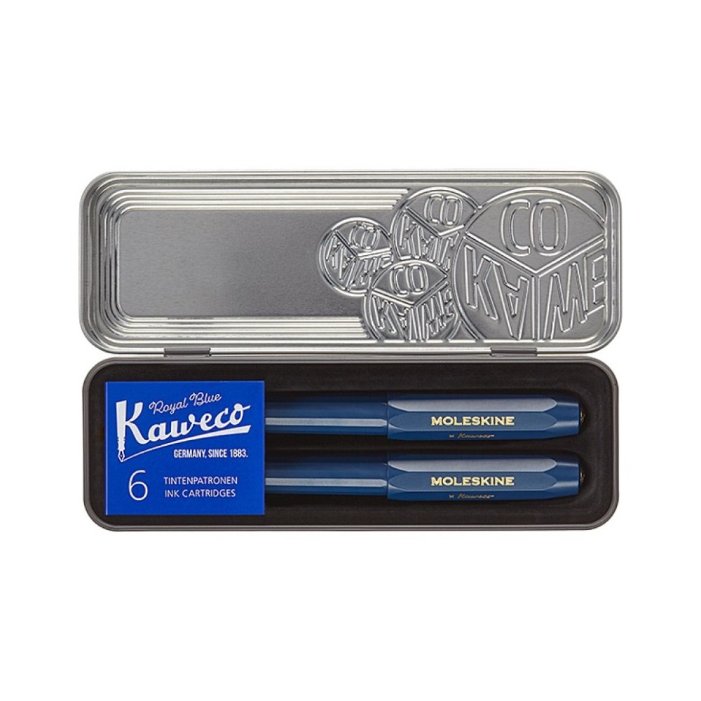 Zestaw prezentowy pióro wieczne i pióro kulkowe - Kaweco x Moleskine - niebieski