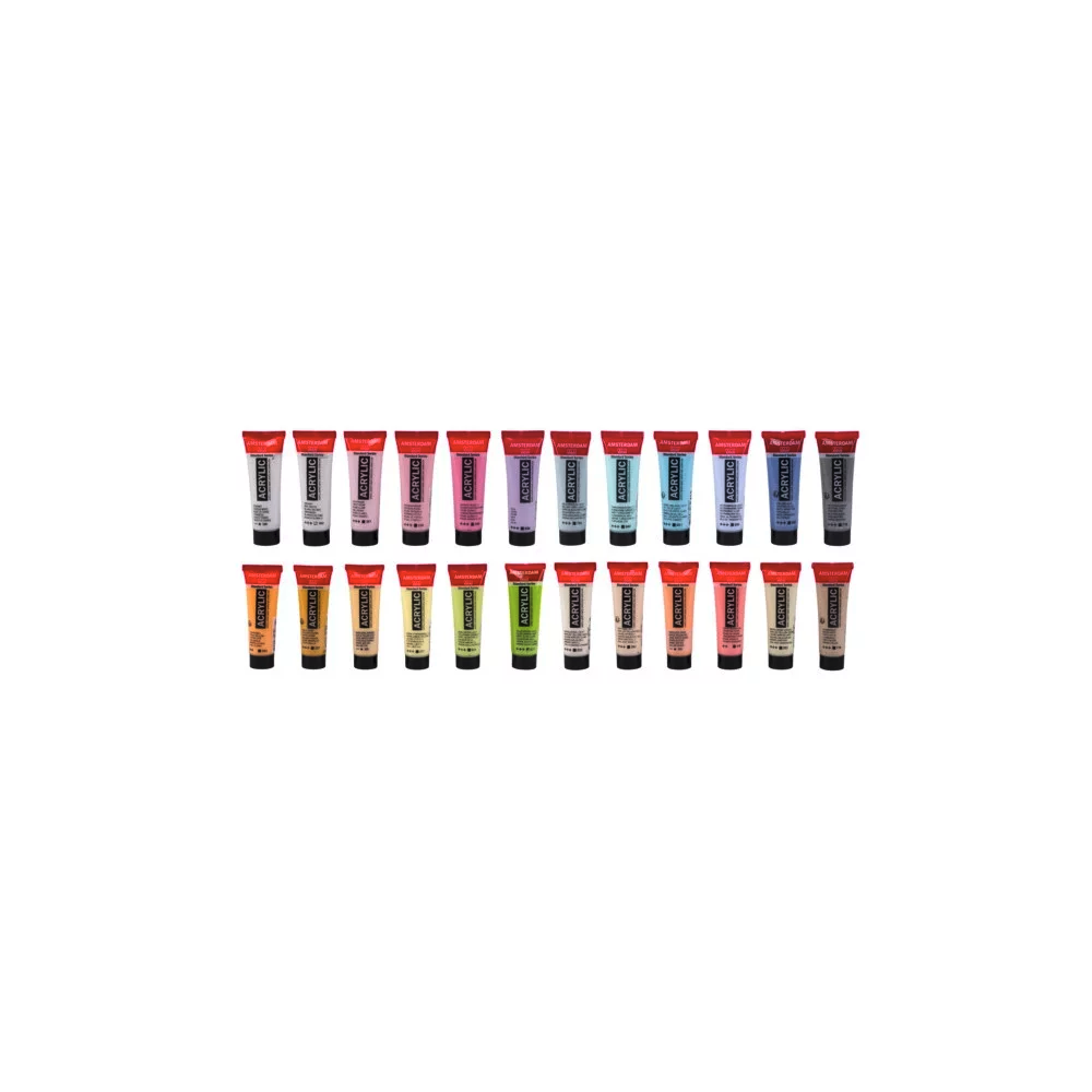Zestaw farb akrylowych - Amsterdam - Soft Colors, 24 kolory x 20 ml