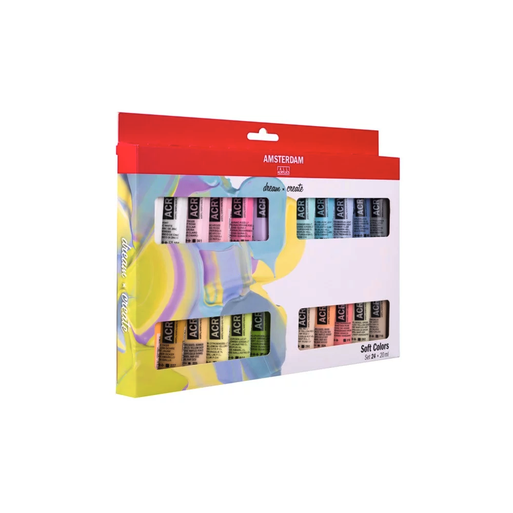 Zestaw farb akrylowych - Amsterdam - Soft Colors, 24 kolory x 20 ml