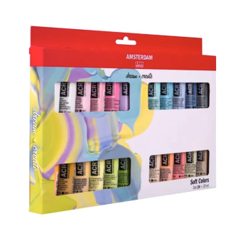 Zestaw farb akrylowych - Amsterdam - Soft Colors, 24 kolory x 20 ml