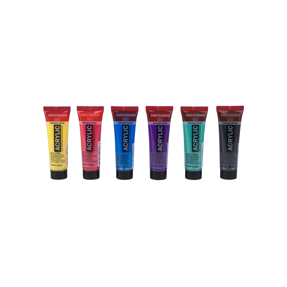 Zestaw farb akrylowych - Amsterdam - Colorful Metallics, 6 kolorów x 20 ml