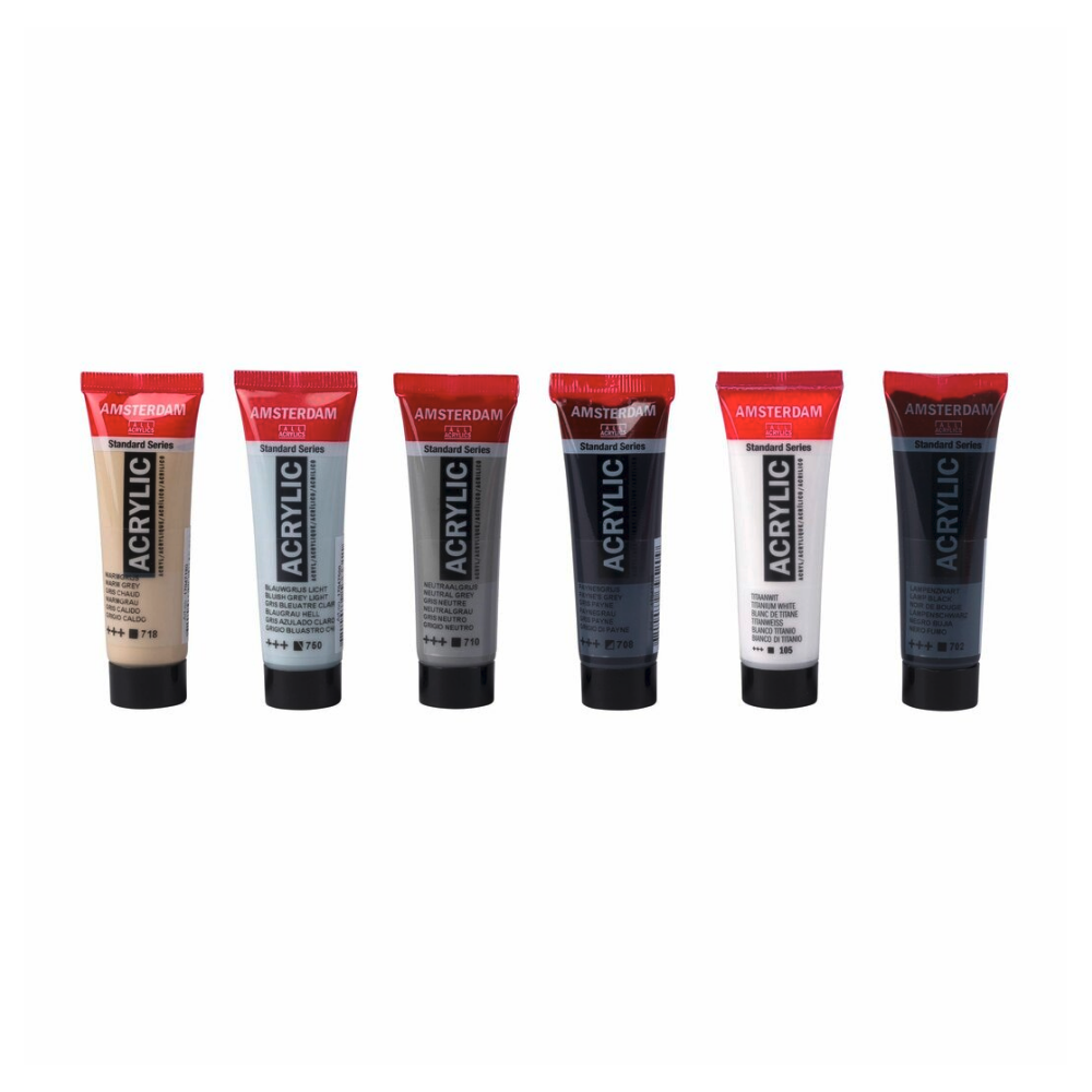 Set of acrylic paints in tubes - Amsterdam - Grey Mixing, 6 colors x 20 ml