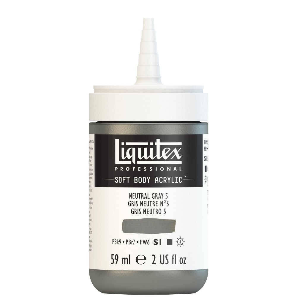 Farba akrylowa Soft Body - Liquitex - Neutral Gray 5, 59 ml