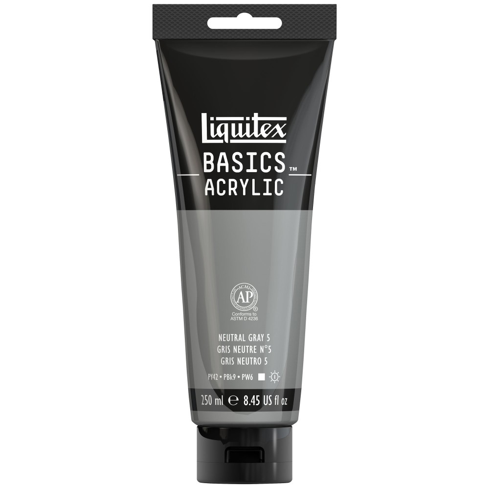 Farba akrylowa Basics Acrylic - Liquitex - Neutral Gray 5, 250 ml