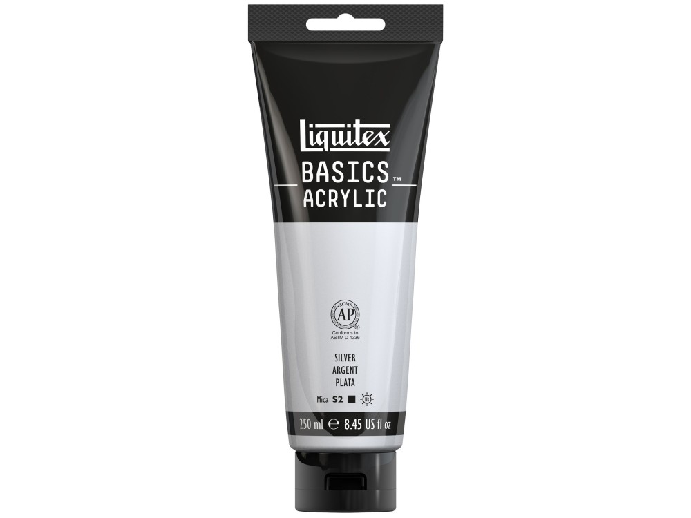 Farba akrylowa Basics Acrylic - Liquitex - Silver, 250 ml
